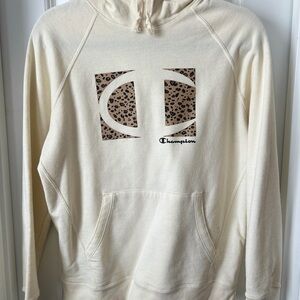 Champion Hoodie 2 piece with Leopard Print Logo and Black Champ Logo M